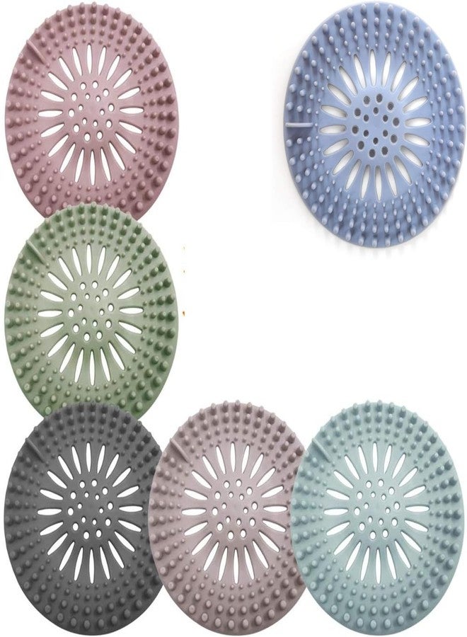 KRIVETY Silicone Hair Catcher Drain Cover, Shower Drain Cover, Drain Protector Filter, Kitchen Drain Stopper Sink Filter, Sewer Drain Strainer for Bathroom Kitchen Bathtub (Pack of 6) - Image 1